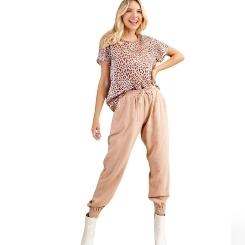 KORI Mauve Oversized Burnout Velour Leopard Top Size Small NWOT